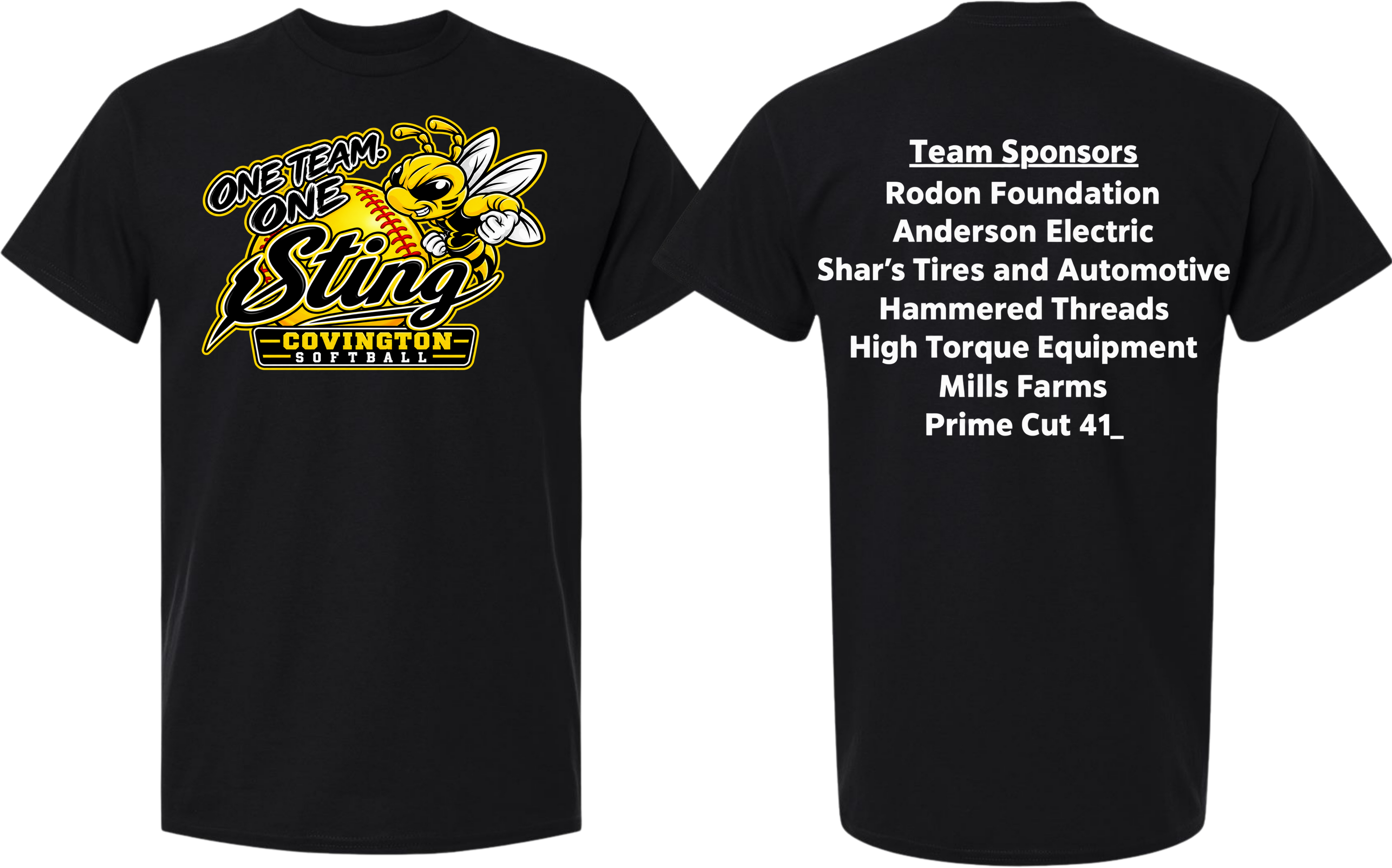 Covington Sting Sponsor List - Black/Yellow Design