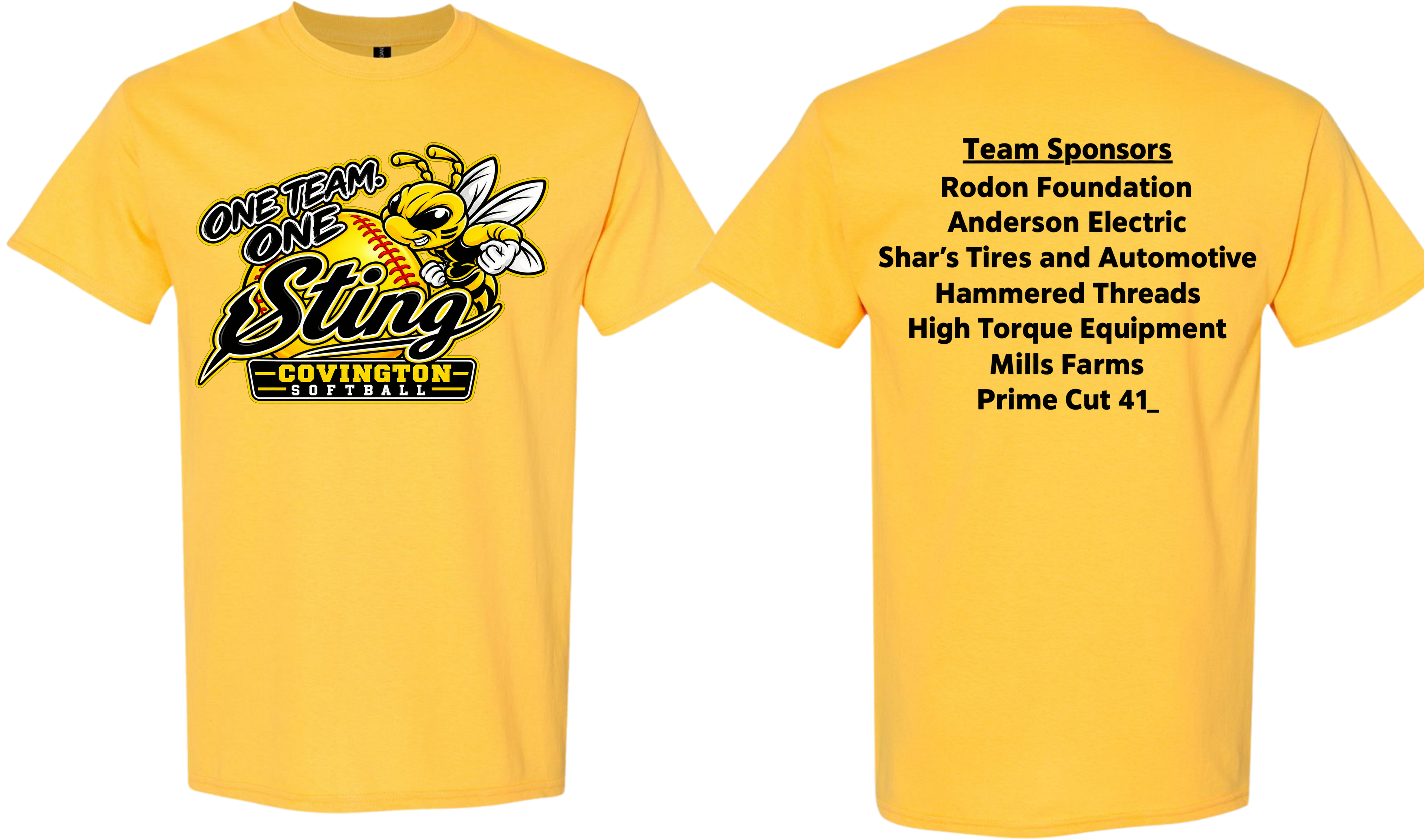Covington Sting Sponsor List - Black/Yellow Design