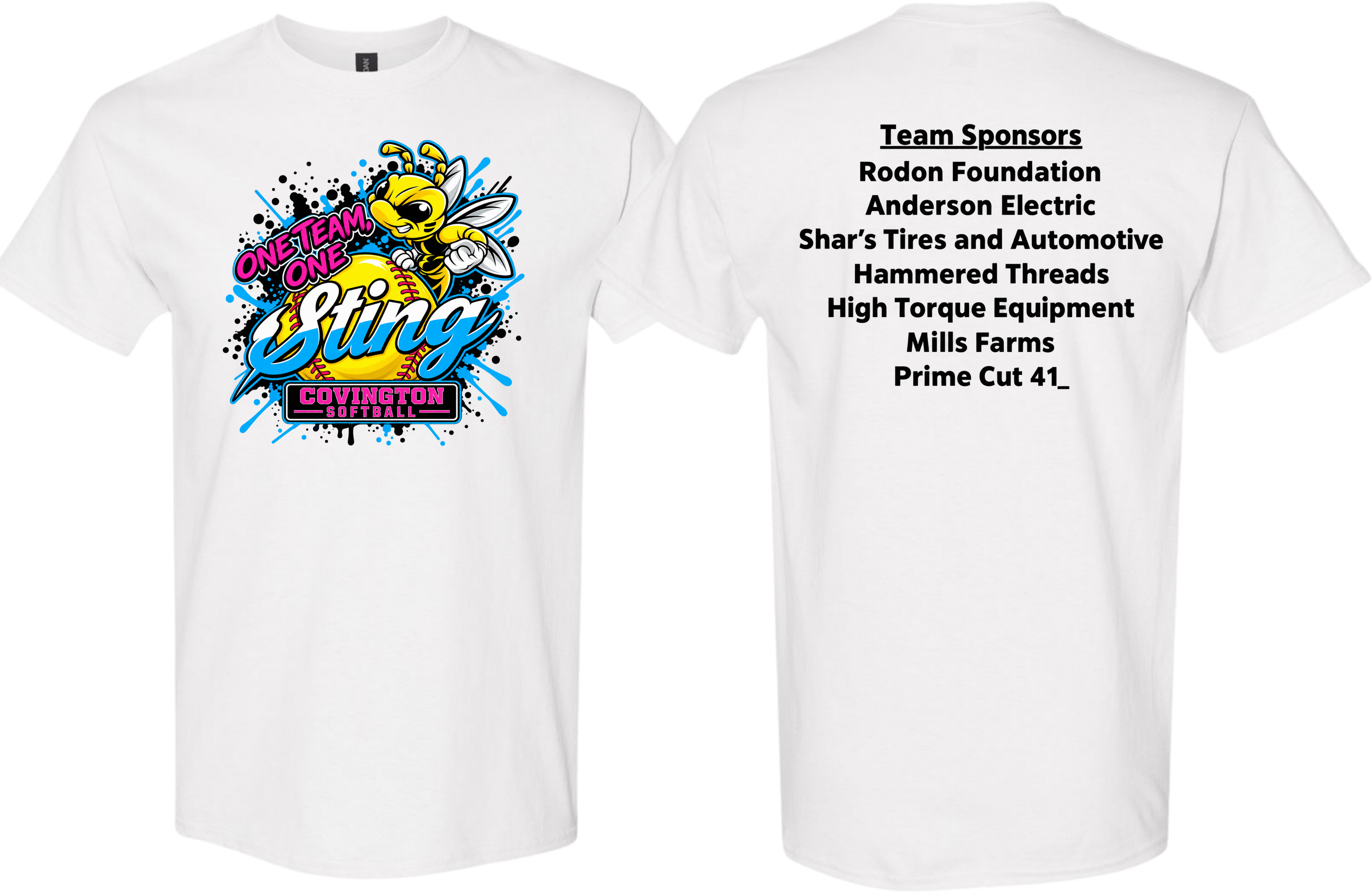 Covington Sting Sponsor List - Pink/Blue Design