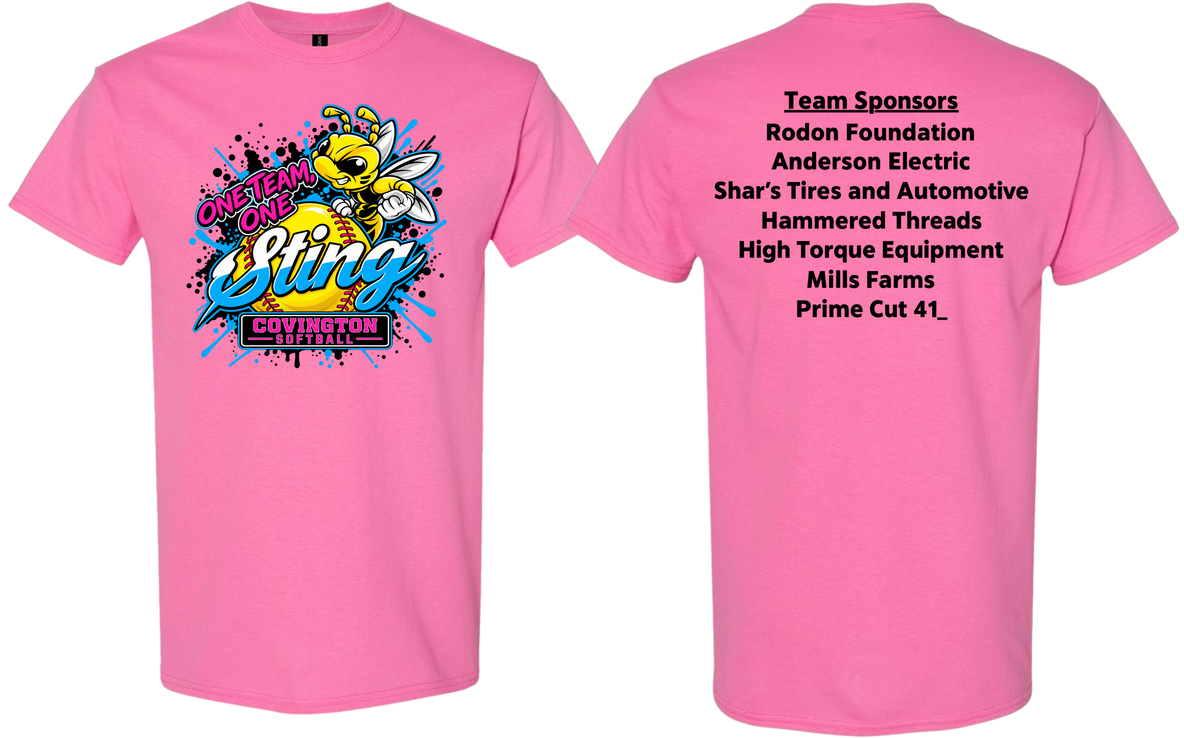 Covington Sting Sponsor List - Pink/Blue Design