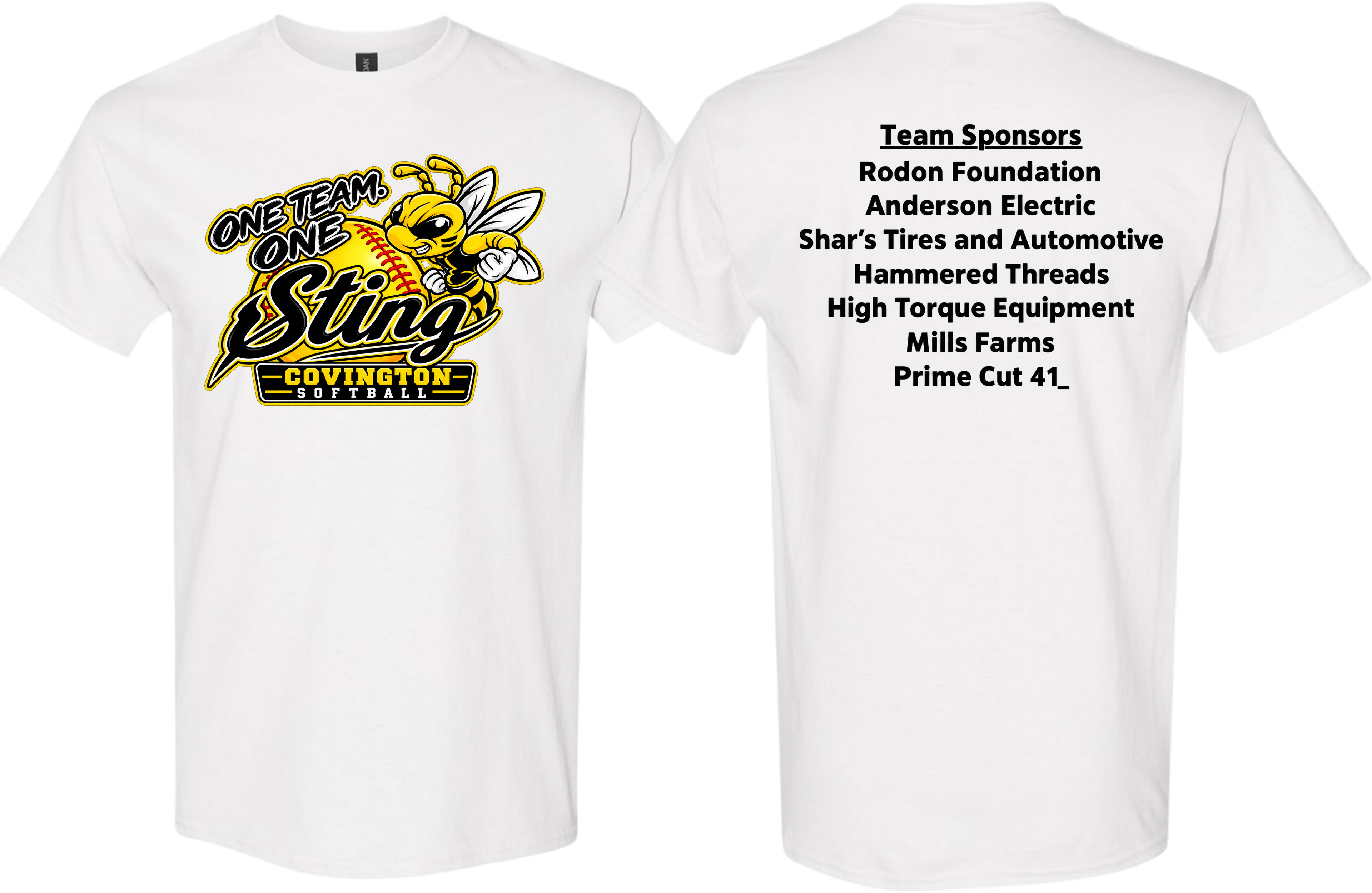 Covington Sting Sponsor List - Black/Yellow Design