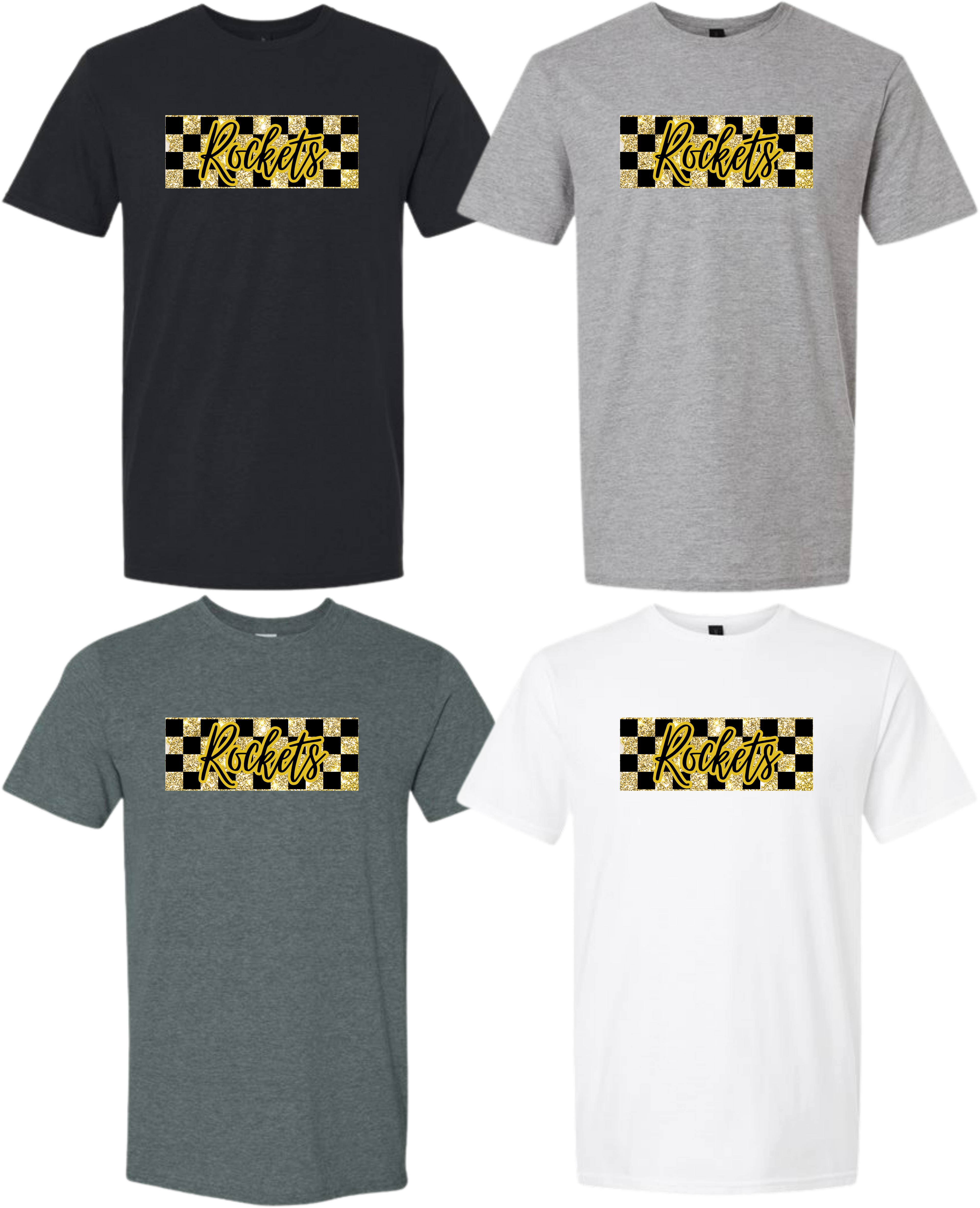 Rockets Faux Glitter Checkered